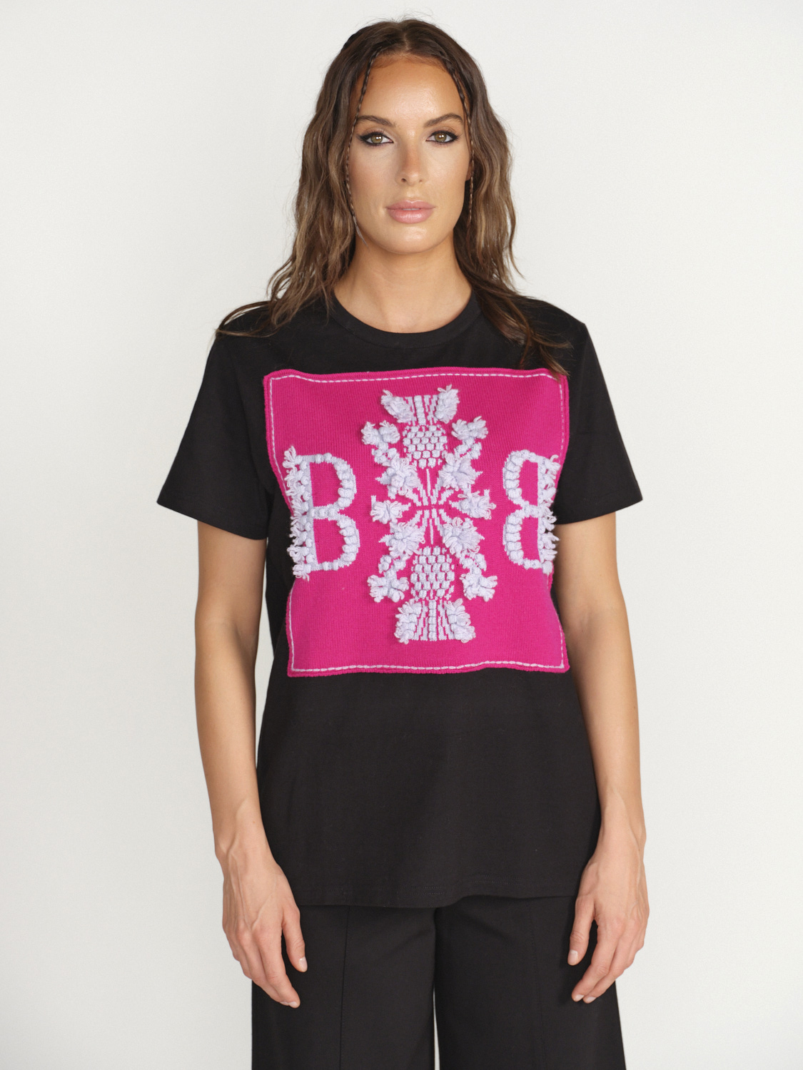 Barrie T-Shirt with logo cashmere patch - Shirt with logo cashmere patch pink XS