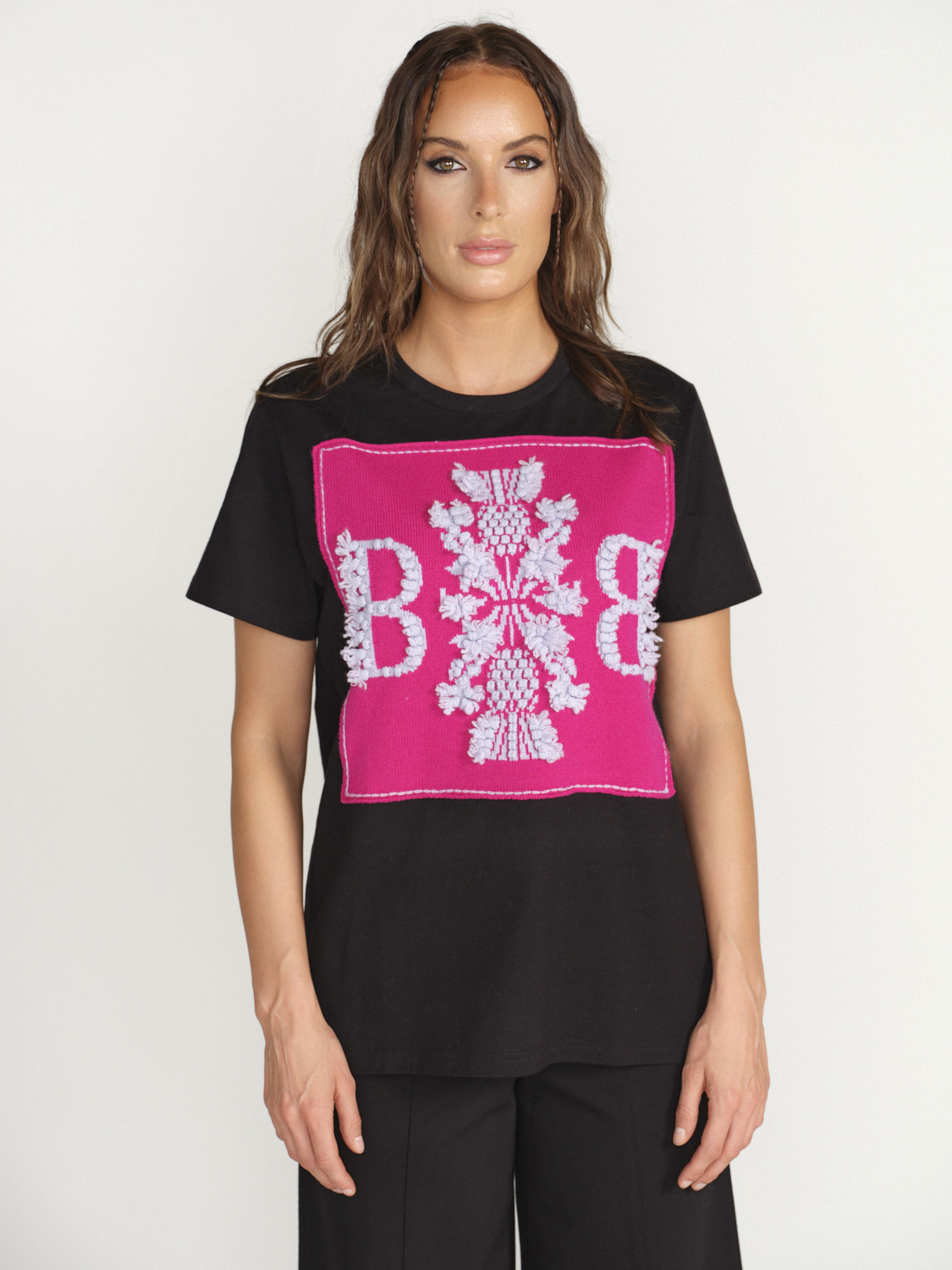 Barrie T-Shirt with logo cashmere patch – Shirt mit Logoaufnäher aus Cashmere pink XS