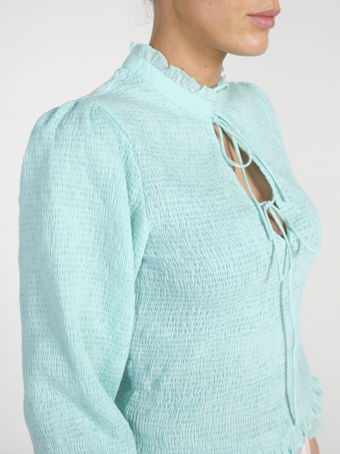 Antik Batik Anna smocked blouse with lace detail  36 mint