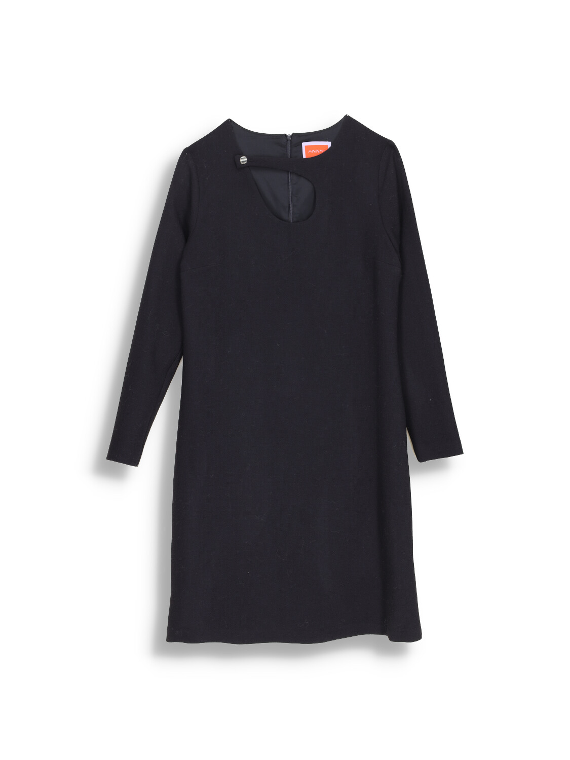Midi dress with cut out at neckline made of virgin wool