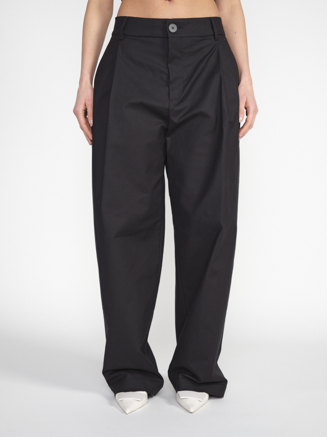 Rossi Robin – straight-leg trousers made of cotton satin  black XS