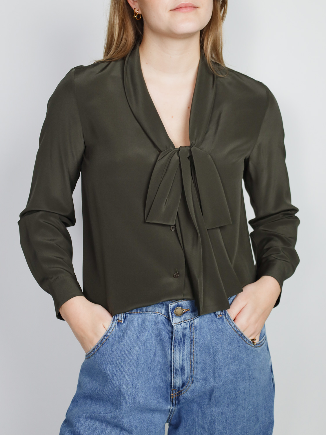 Nili Lotan Angelique – silk blouse  khaki L