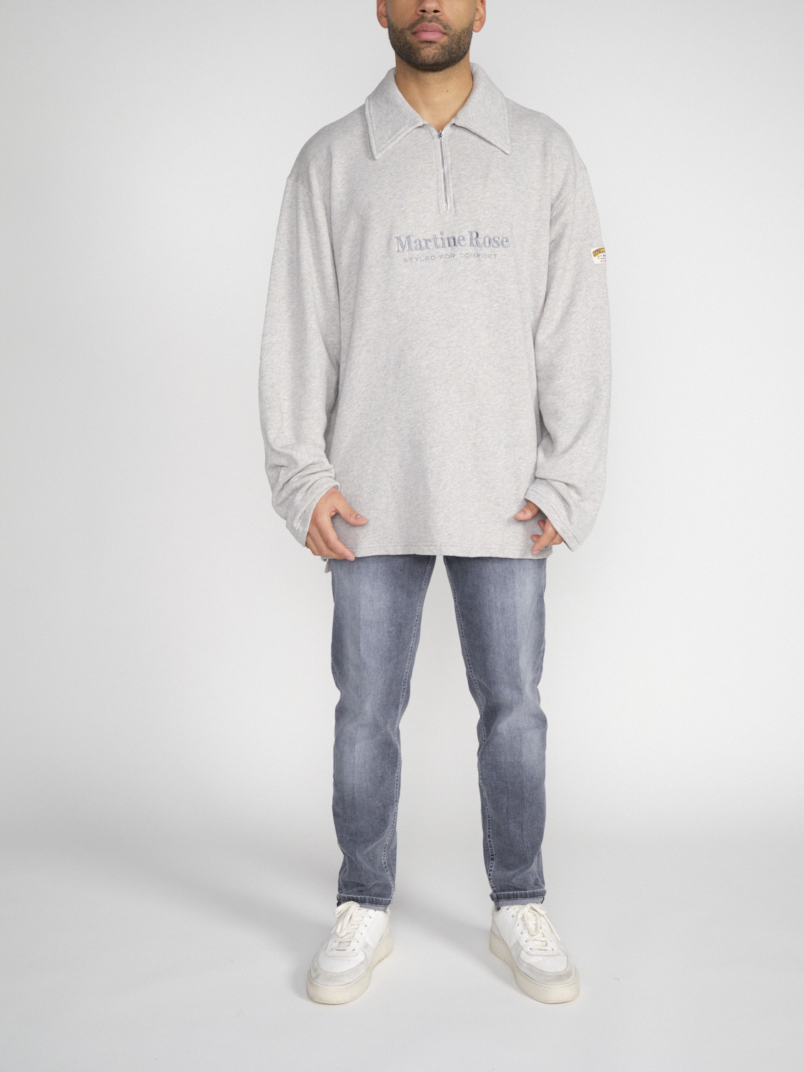 Martine Rose Zip Up – Oversized Sweatshirt with Zipper   grey XS