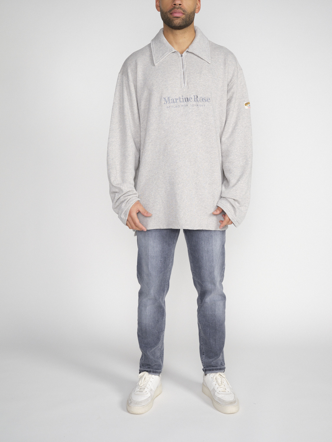 Martine Rose Zip Up – Oversized Sweatshirt with Zipper   grey XL