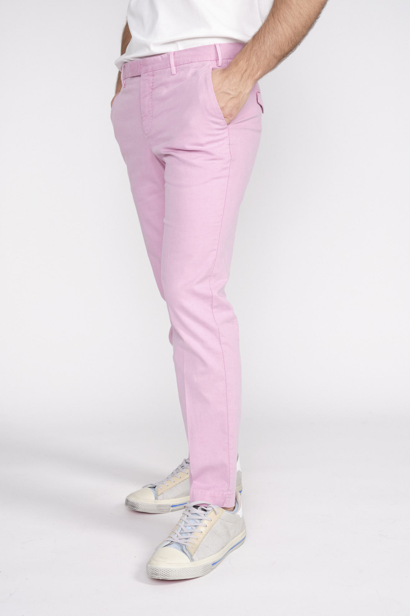 PT Torino Pantalón chino de algodón con pliegue rosa 48