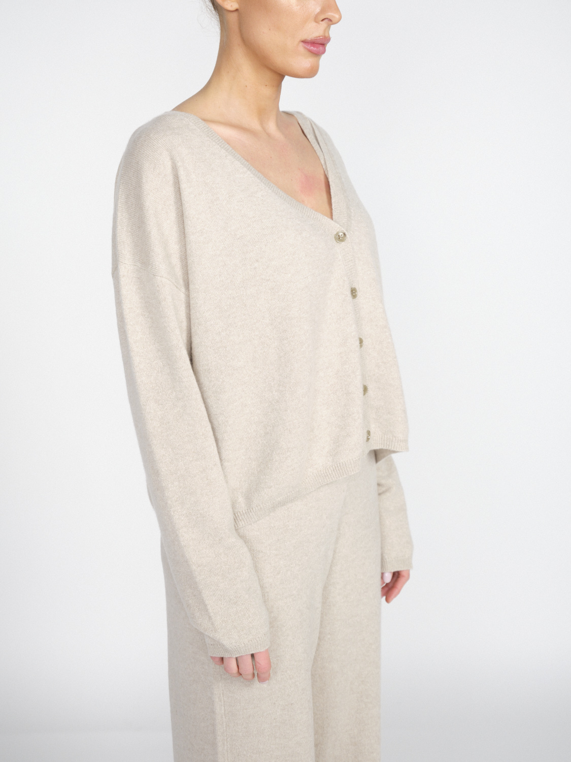 Lisa Yang Abby - Cashmere cardigan with glitter effects  beige One Size