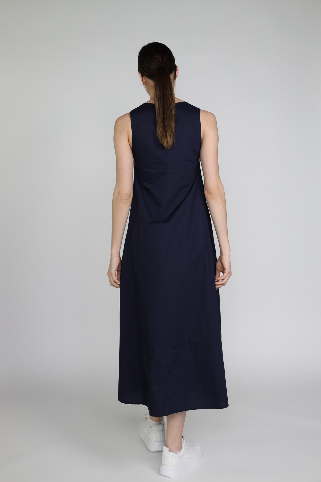Roberto Collina Abito - maxi vestido acampanado de algodón blau L Roberto Collina Abito - maxi vestido acampanado de algodón blau L