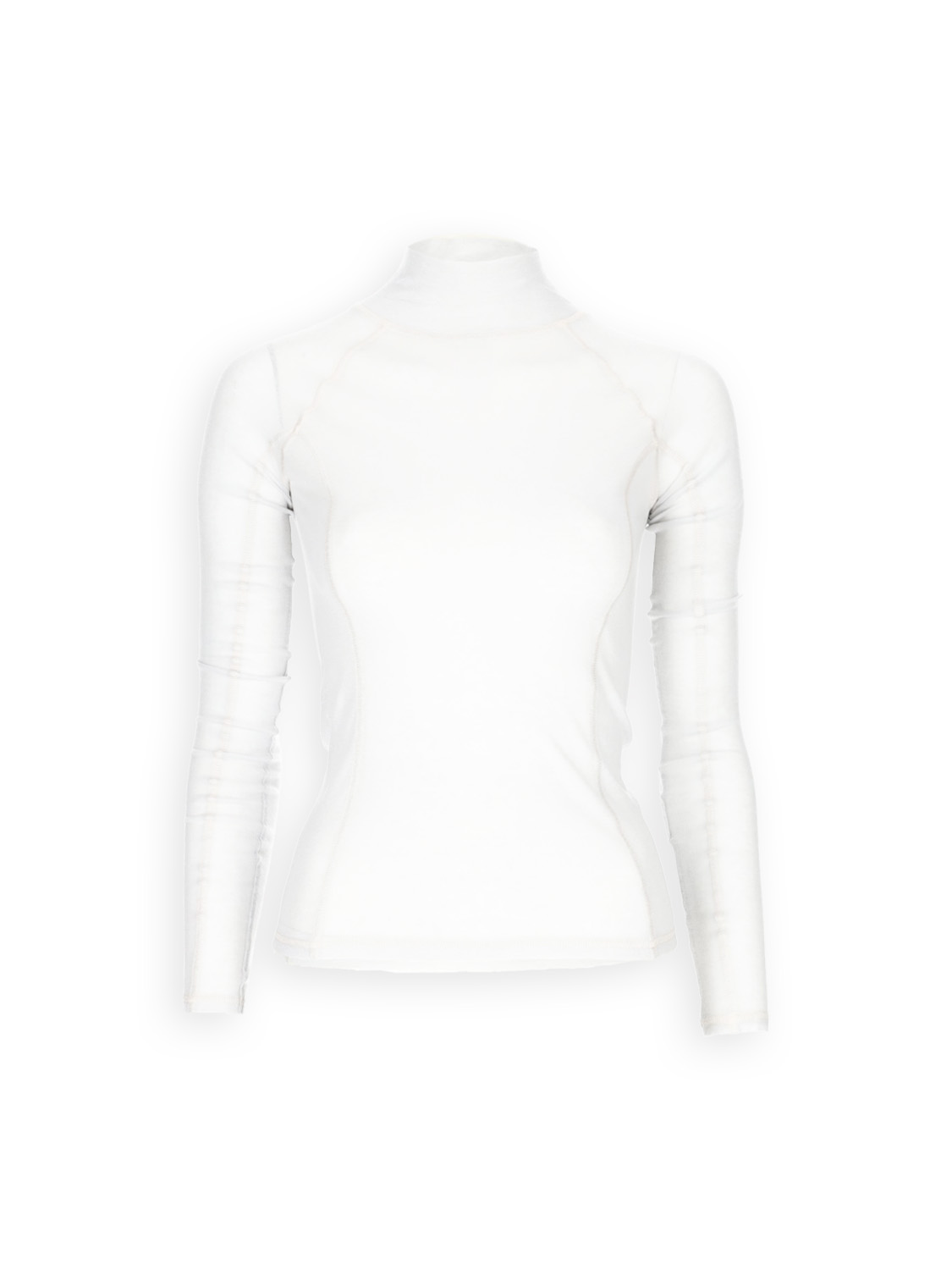 Semi-sheer turtleneck long sleeve in lyocell/wool 