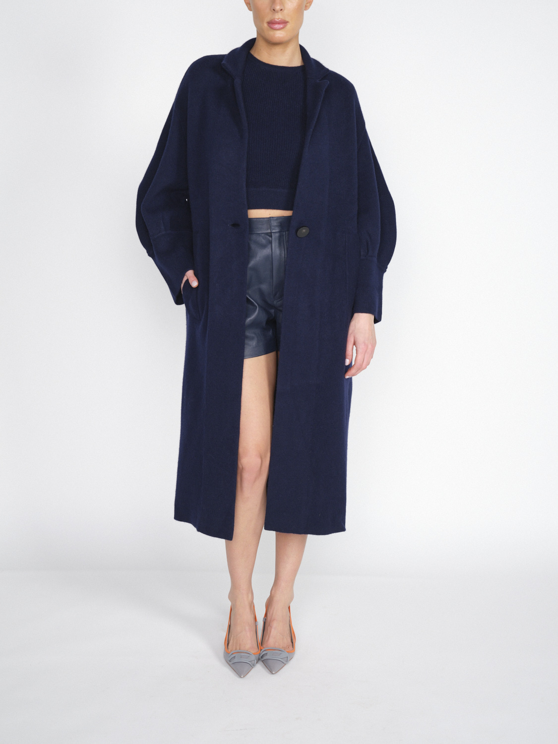 Lisa Yang Eileen - Long cashmere cardigan  marine One Size