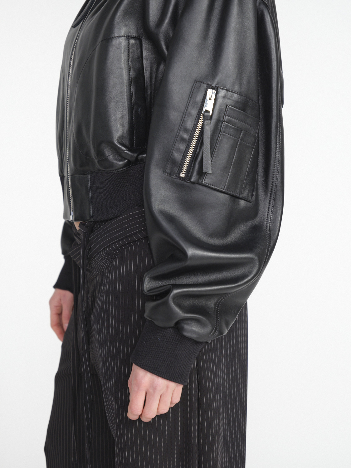 Arma Salinas bomber jacket in shiny lamb leather  black 34