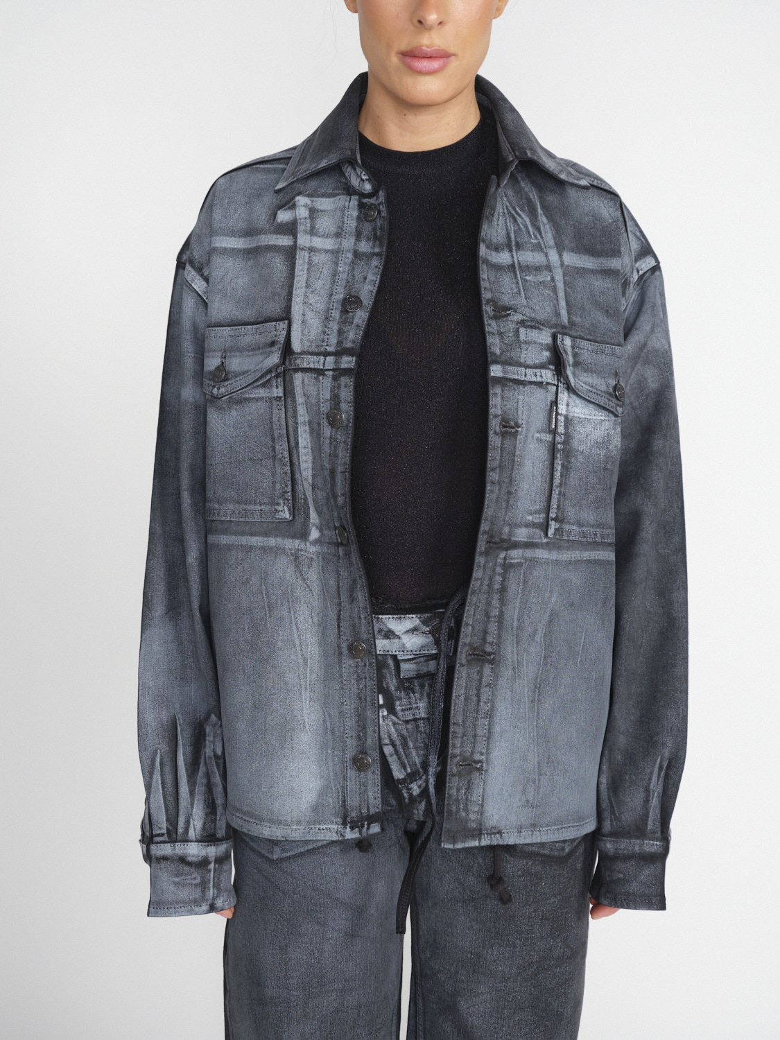 Ottolinger Oversized denim jacket in cotton blend 	  grey S