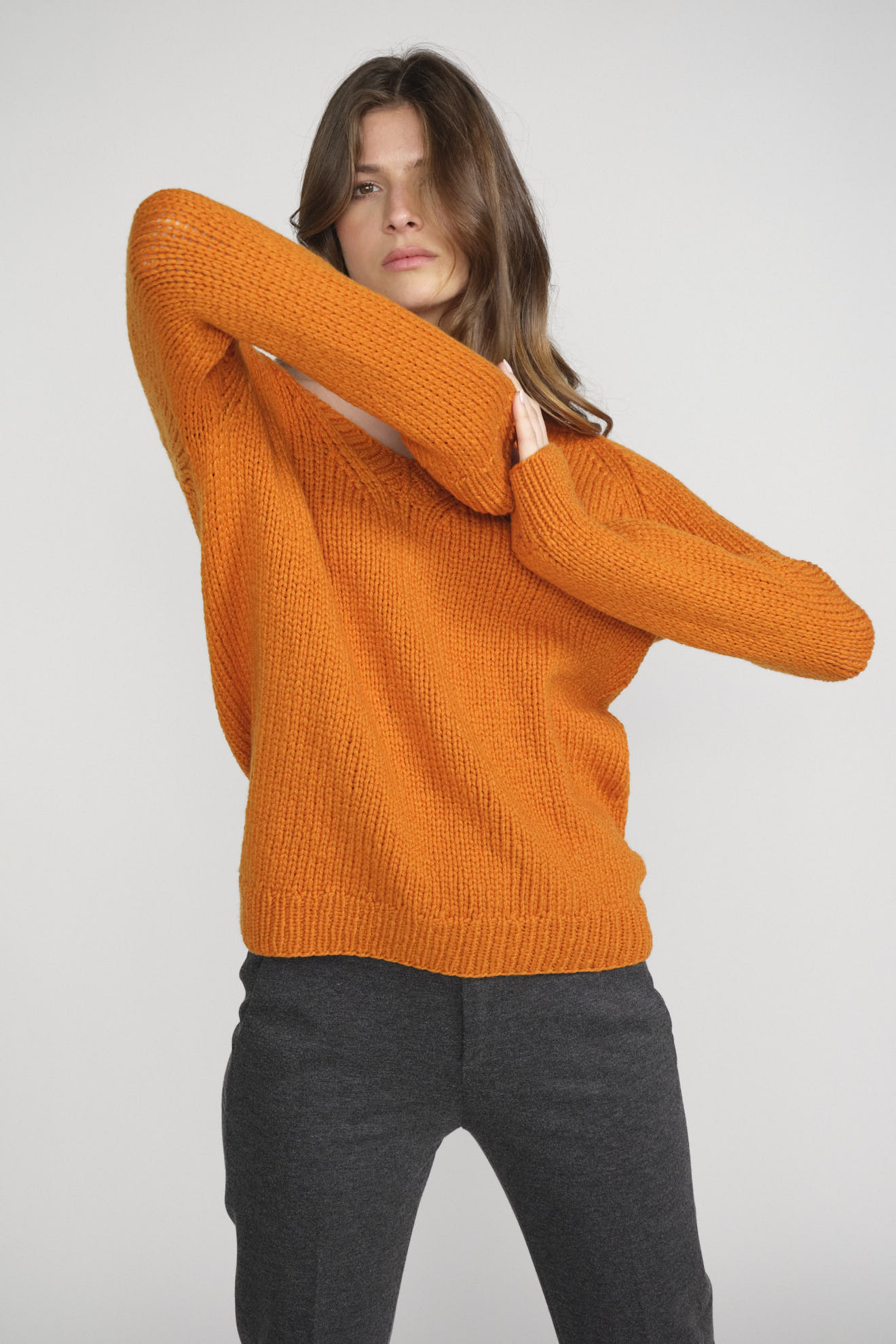 wommelsdorf sweater orange plain cotton