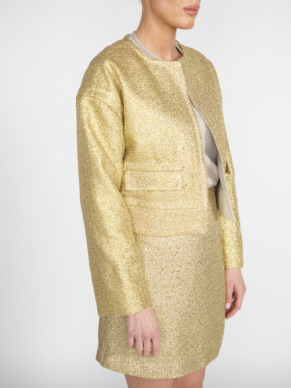 Odeeh Broccato oro - Blazer in broccato con dettagli in lurex  oro 34