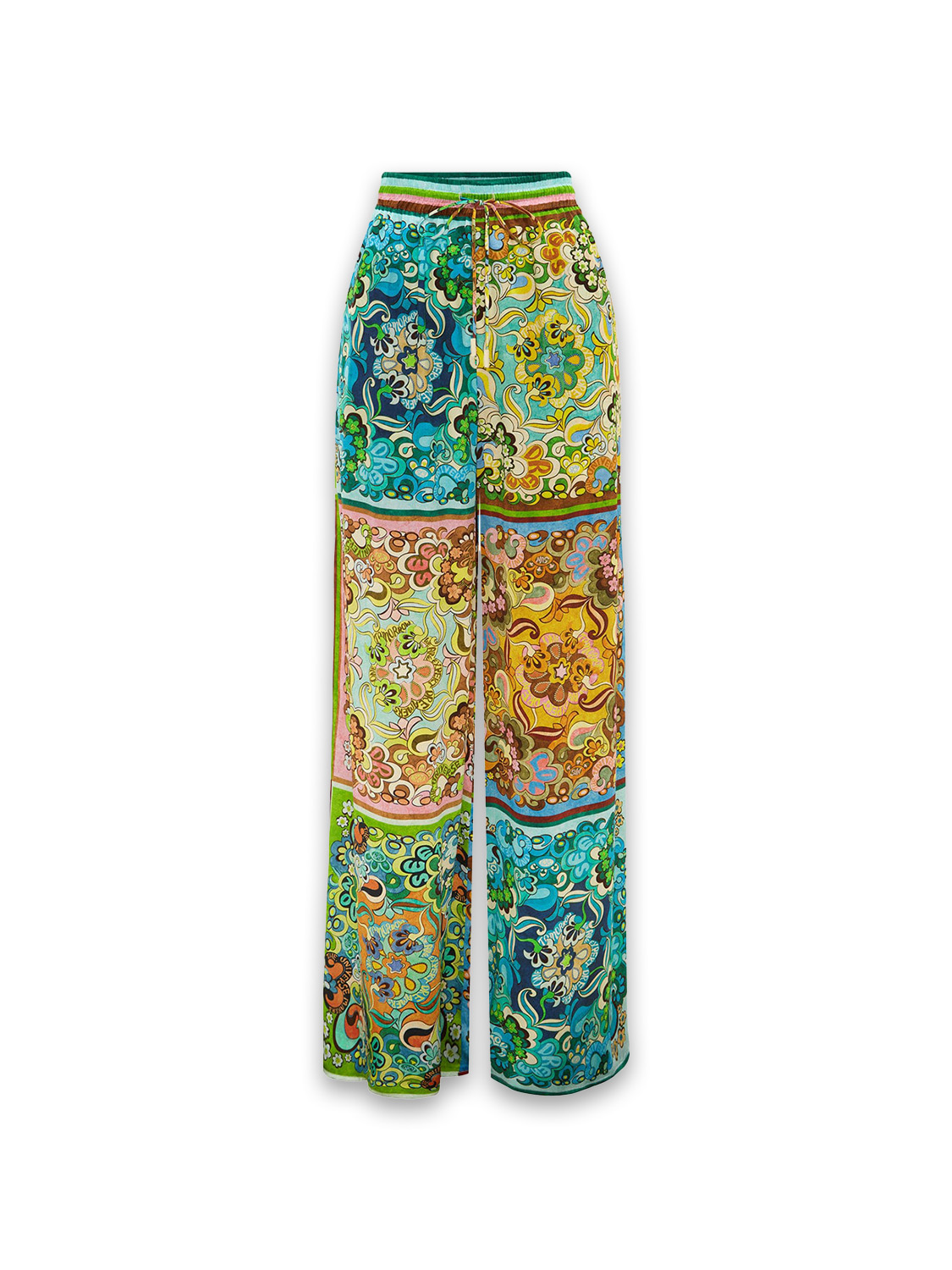 Dreamer Pants - Silk satin trousers with floral print 