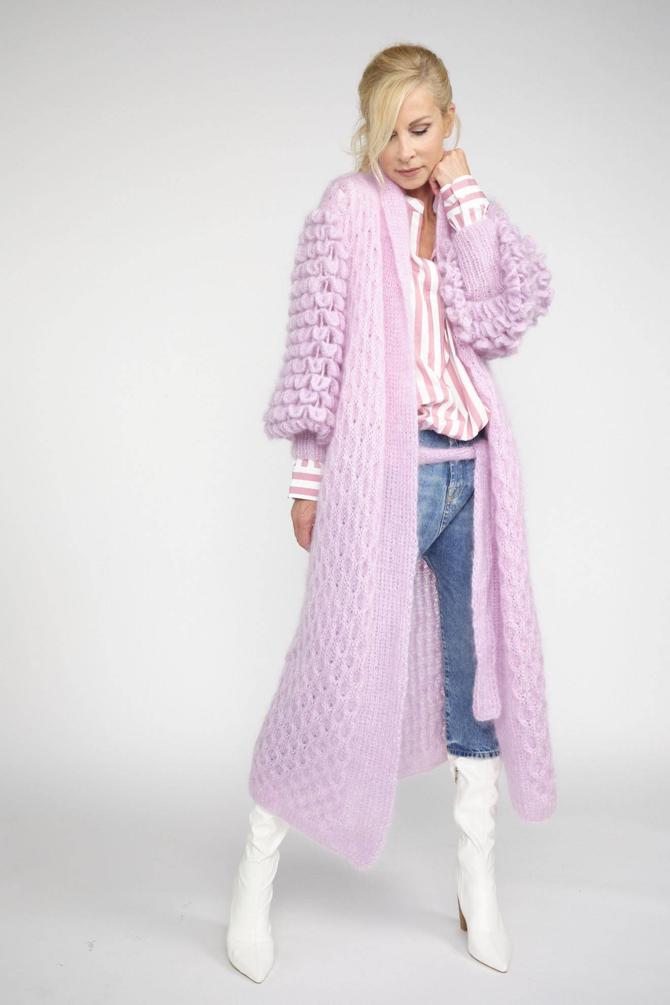 letanne coat pink plain cotton