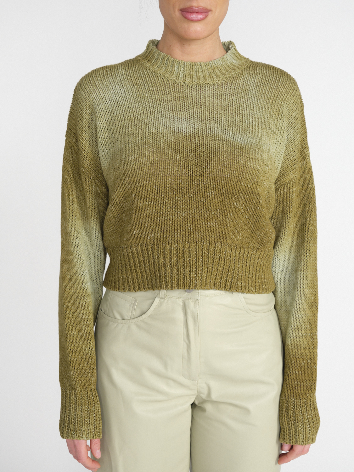 Roberto Collina Manica - Short knitted sweater with color gradients  green XS
