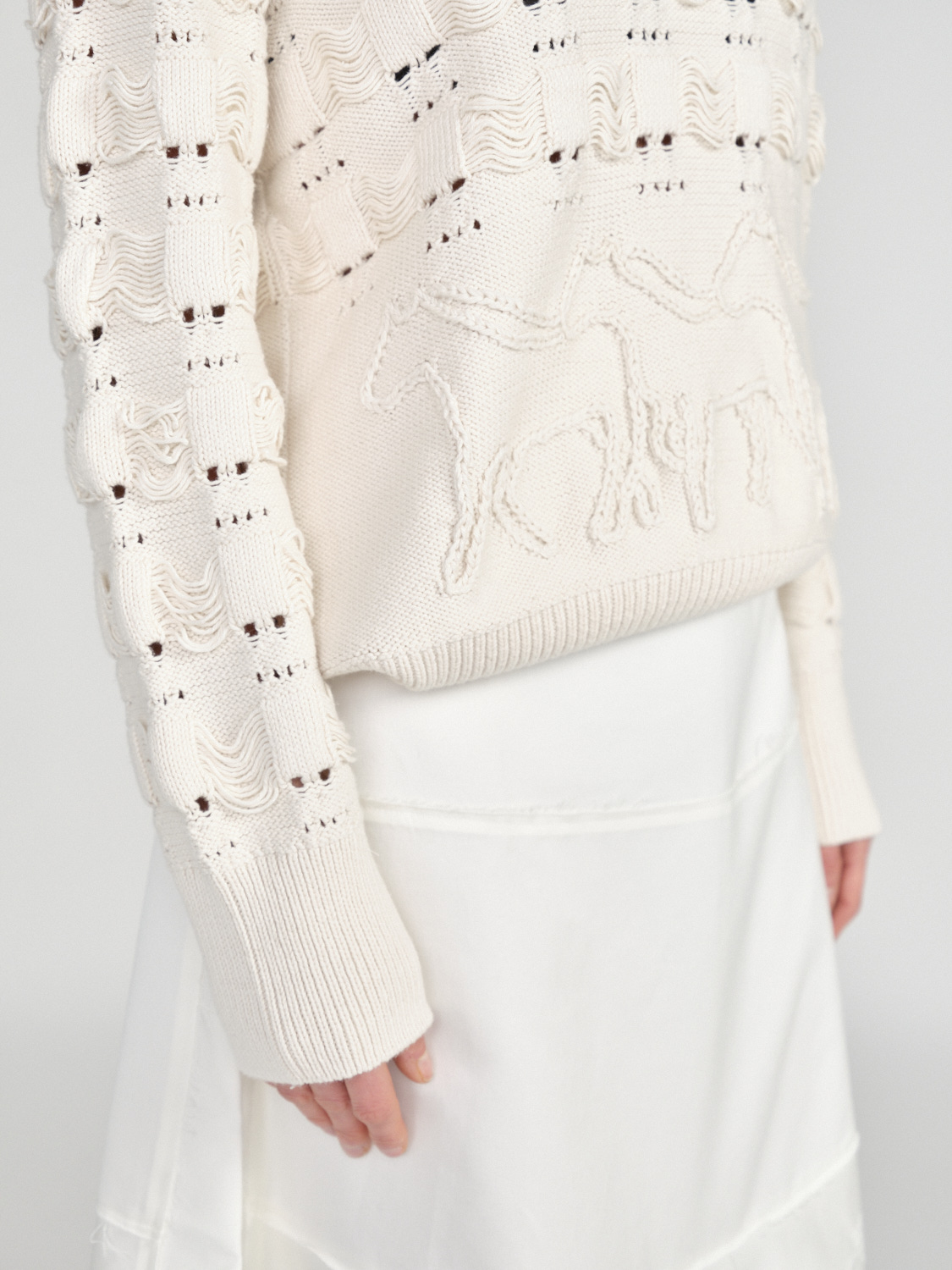 Antonia Zander Carola – cotton sweater with ajour pattern  creme S