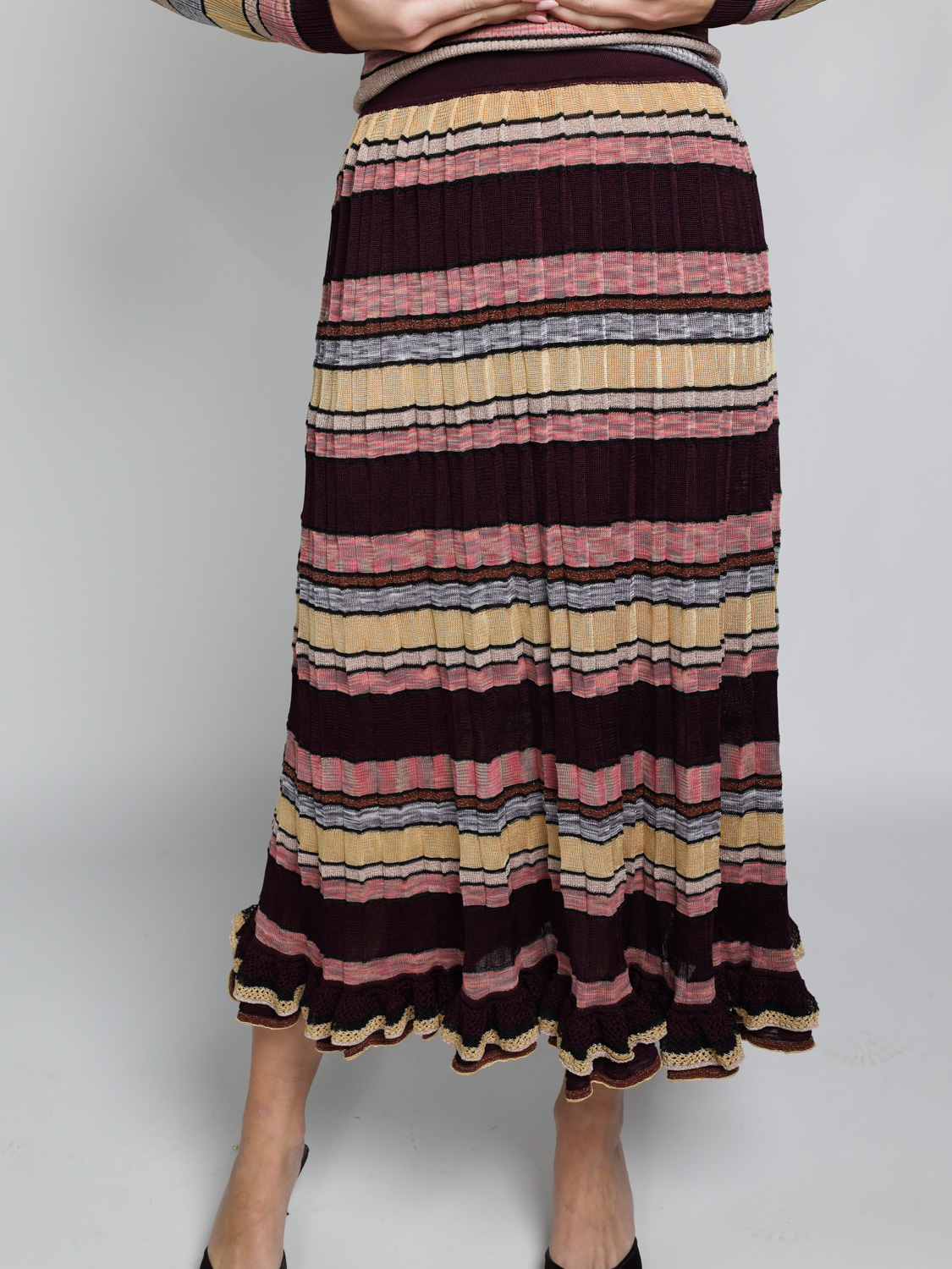 Ulla Johnson Seraphine – Gestreifter Rock mit Lurex-Details   mehrfarbig S