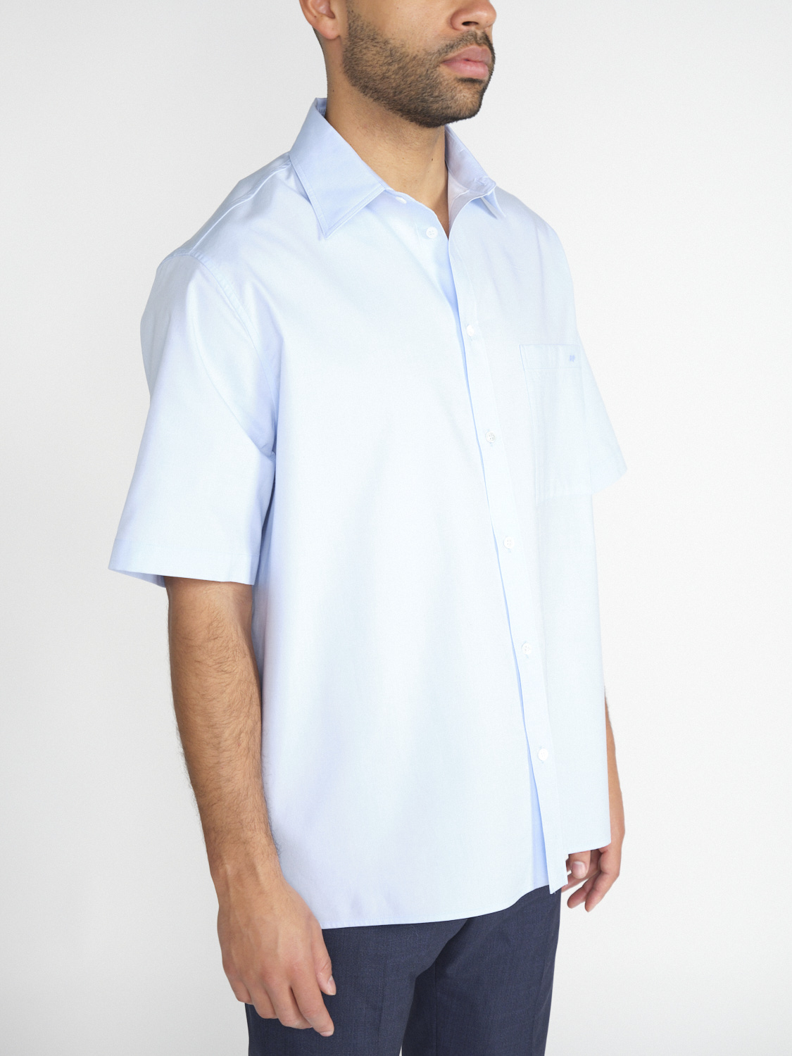 Darkpark Valle - Short-sleeved cotton shirt  blue S