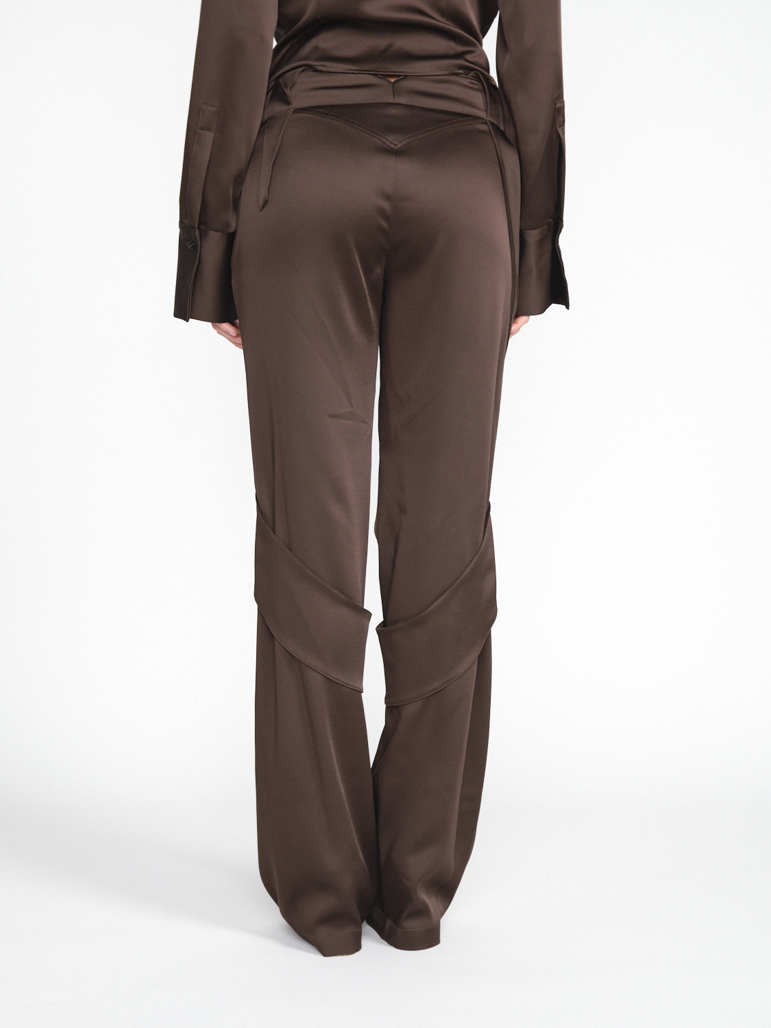Blumarine Pantalon en satin avec détails de couches braun 34