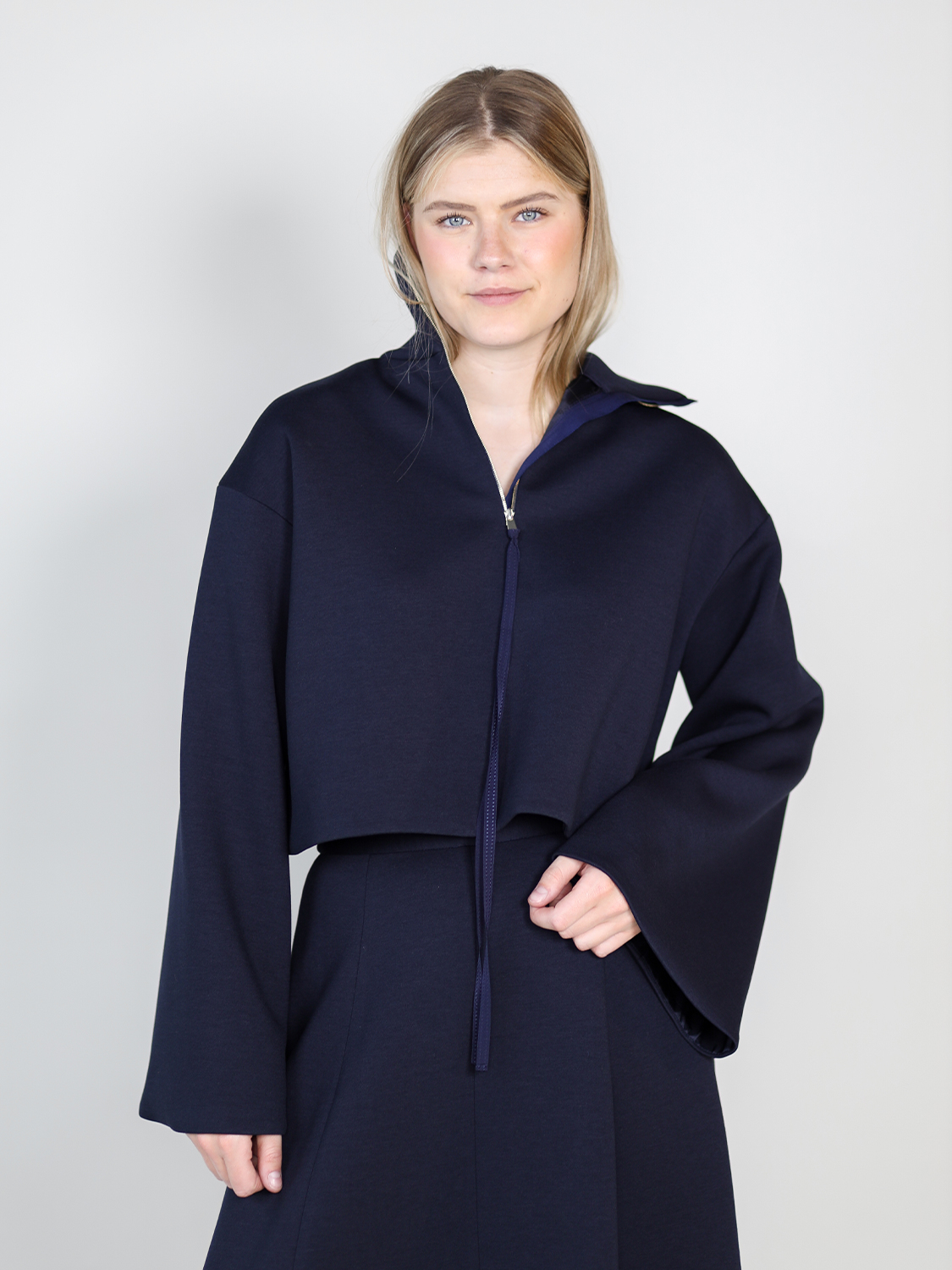 Sly010 Cropped Pullover mit weiten Ärmeln  36 navy