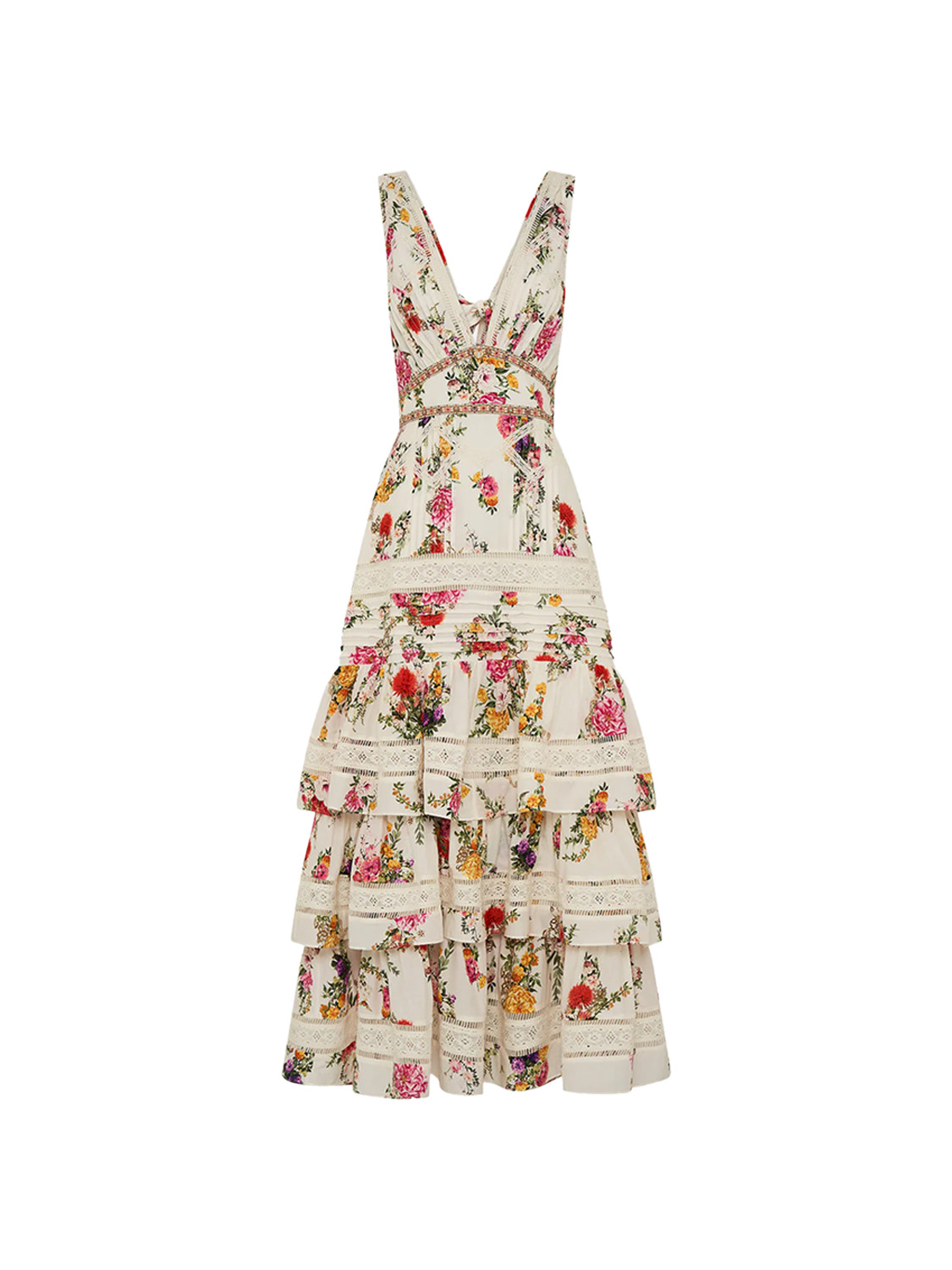 Camilla Tiered ruffle - maxi dress with floral design    mehrfarbig S