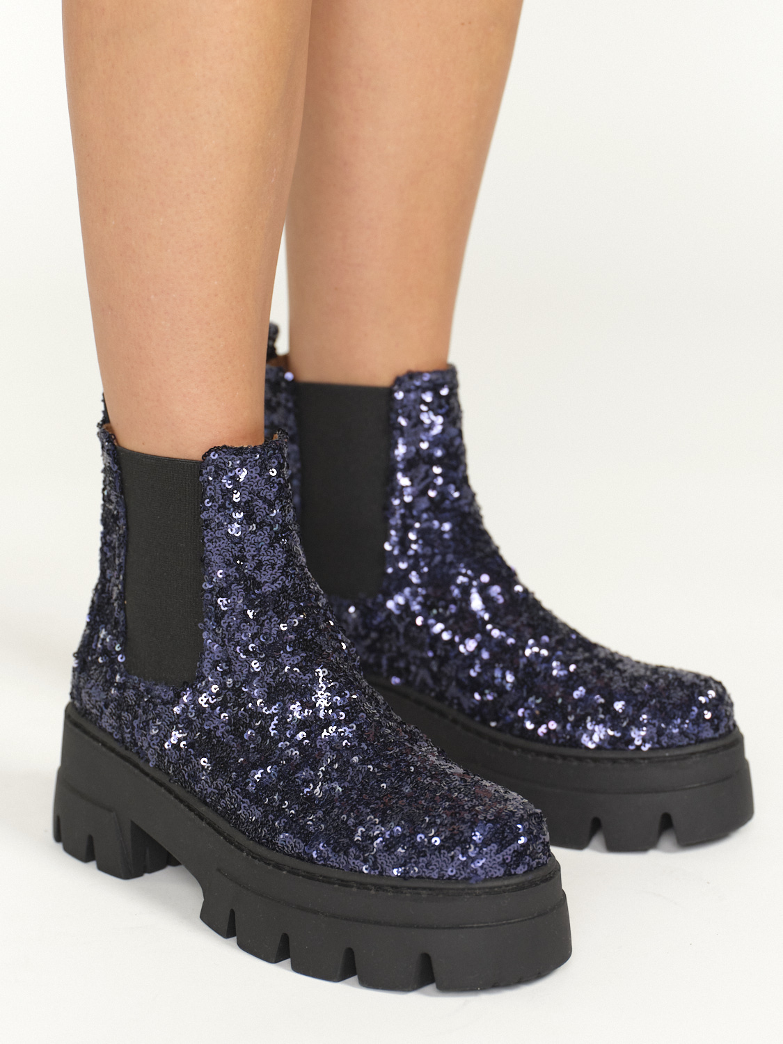 Ennequadro Bottines avec motif à paillettes blau 36