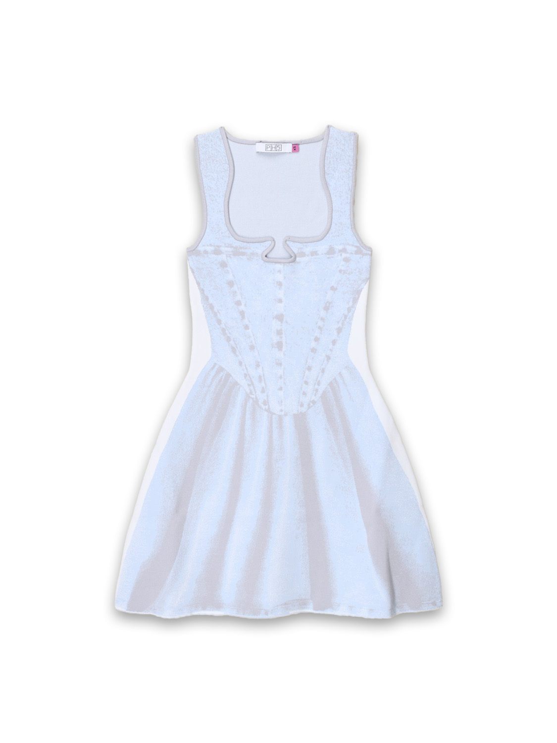 Poppy - Stretched knitwear mini dress with denim print 