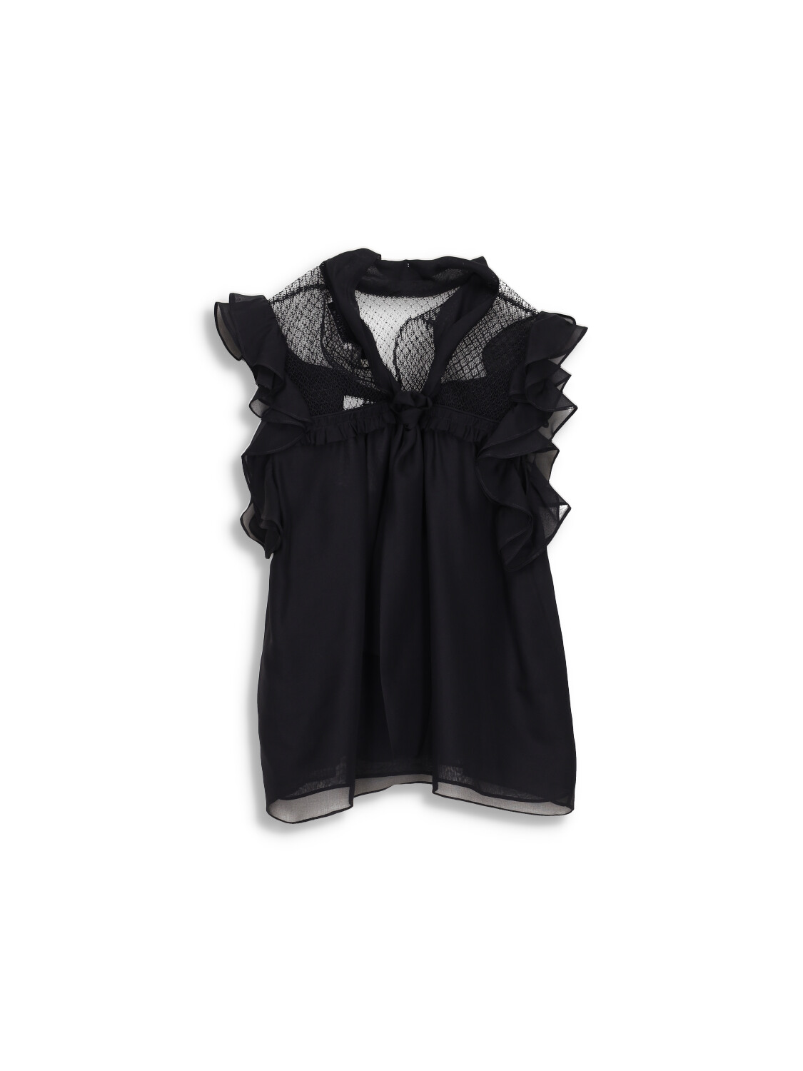 Dorothee Schumacher Playful - Top with lace details and ruffle sleeves black 36