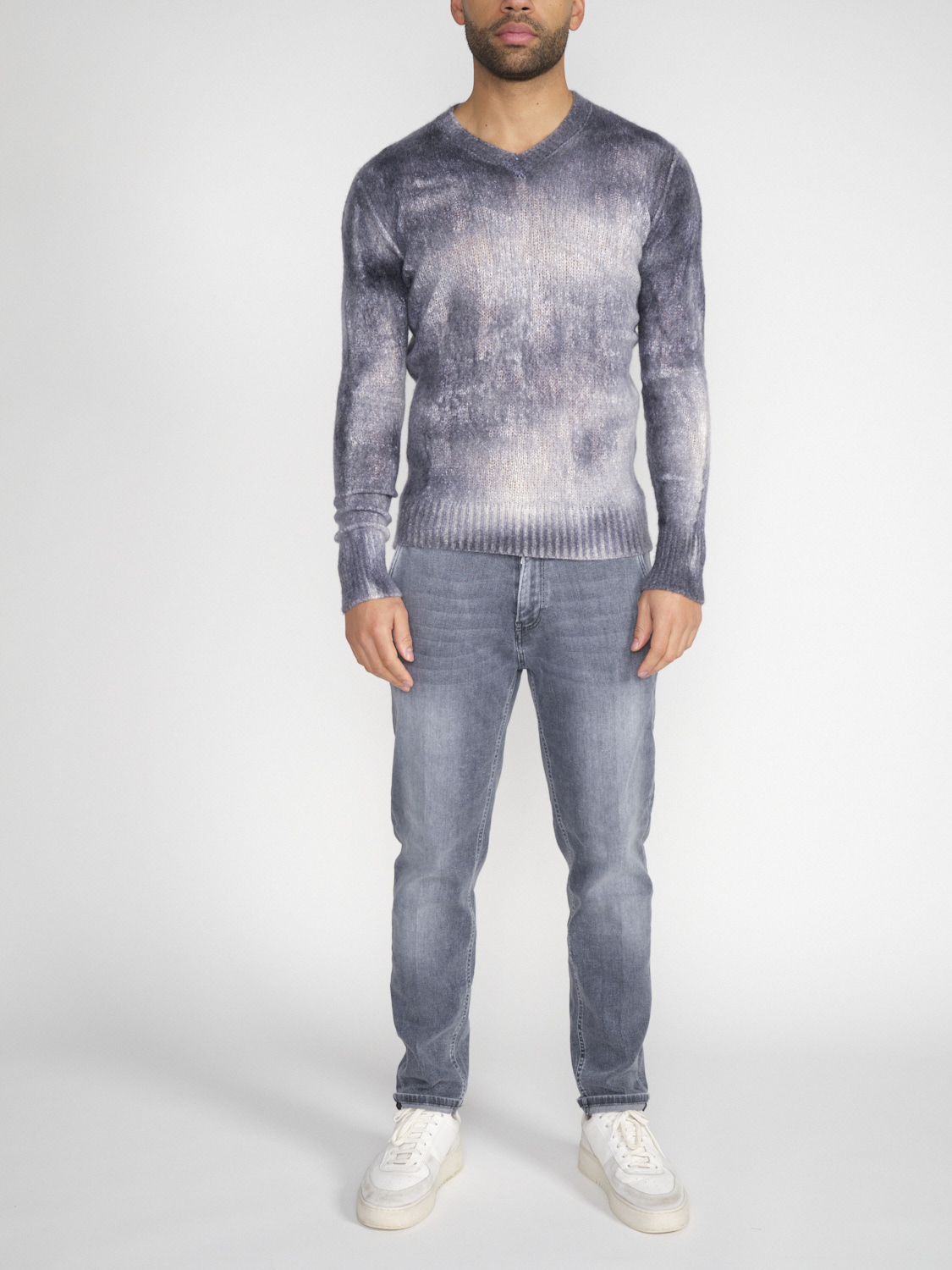 Avant Toi Marmo effect sweater made from a cashmere-silk mix  marine M