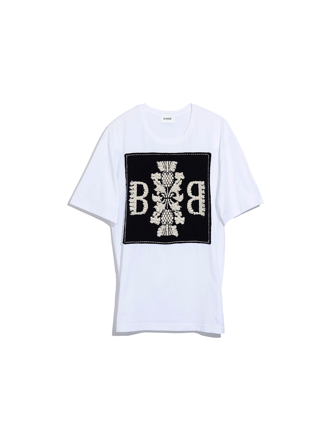 Barrie Cotton T-Shirt with logo cashmere patch – T-Shirt mit Logoaufnäher aus Cashmere weiß S