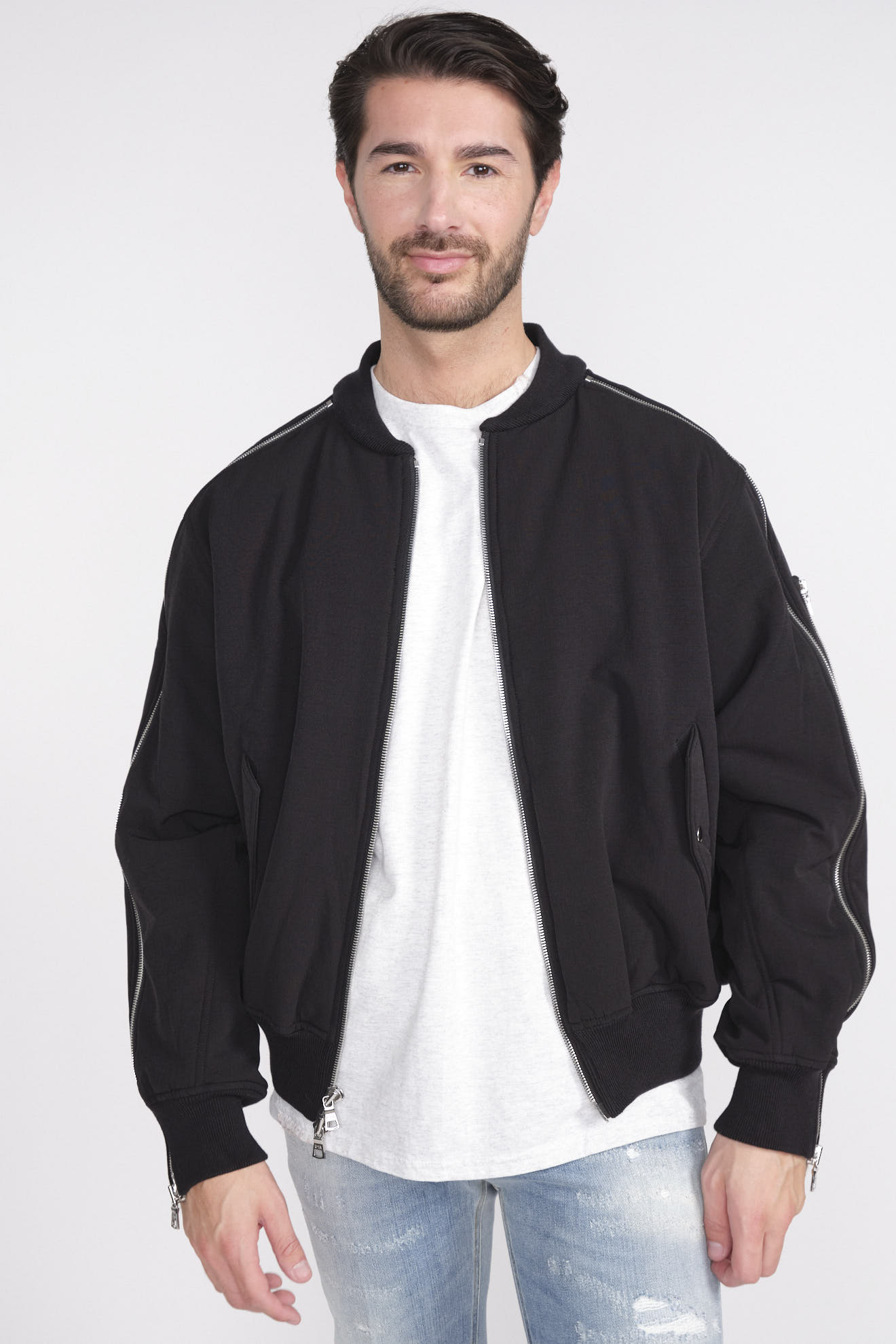 RtA Zipper Bomber Jacket - Bomber style jacket with zipper details black M