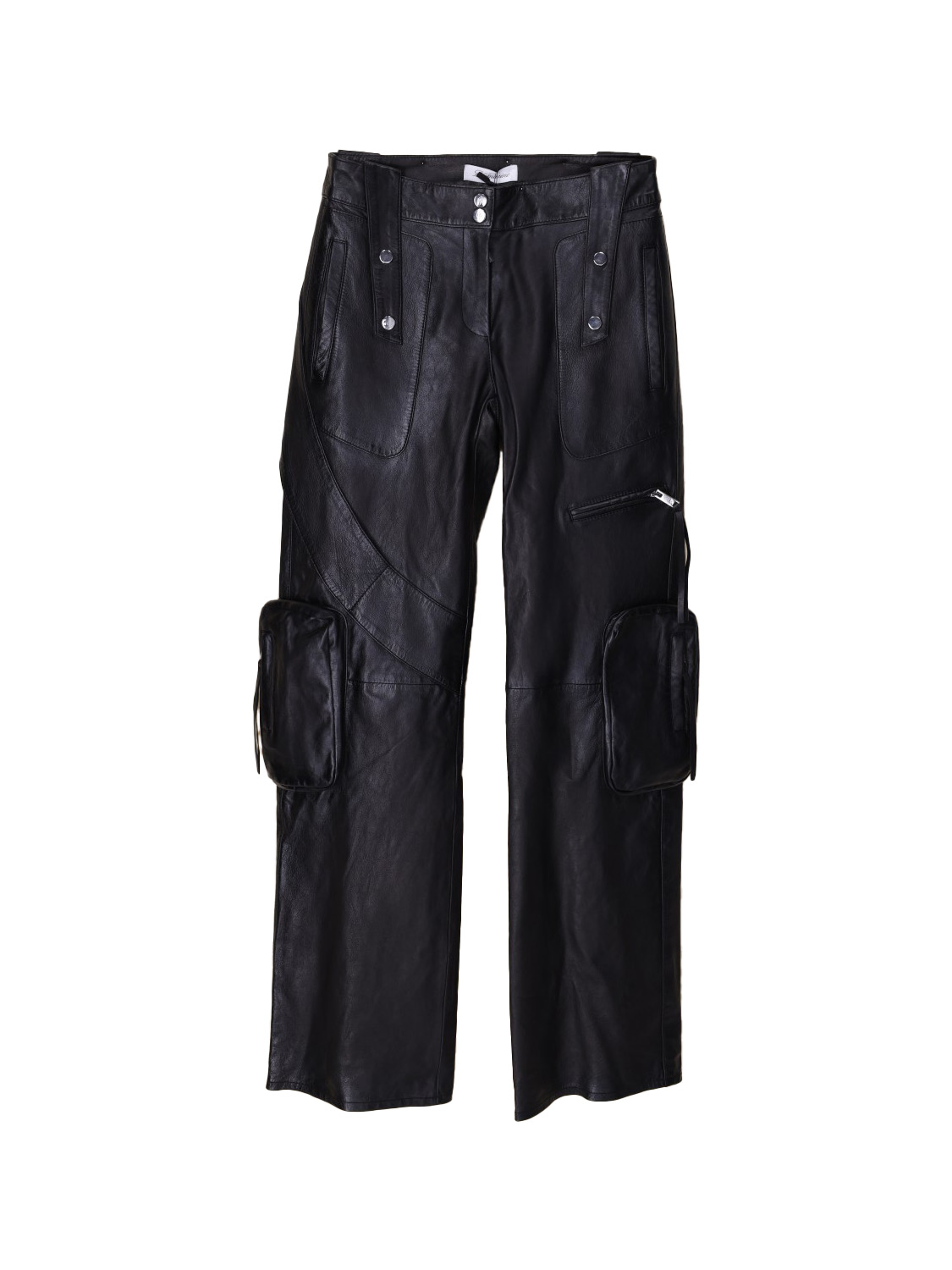 Blumarine Pantalone Pelle – Lederhose mit Biker-Details   schwarz 34
