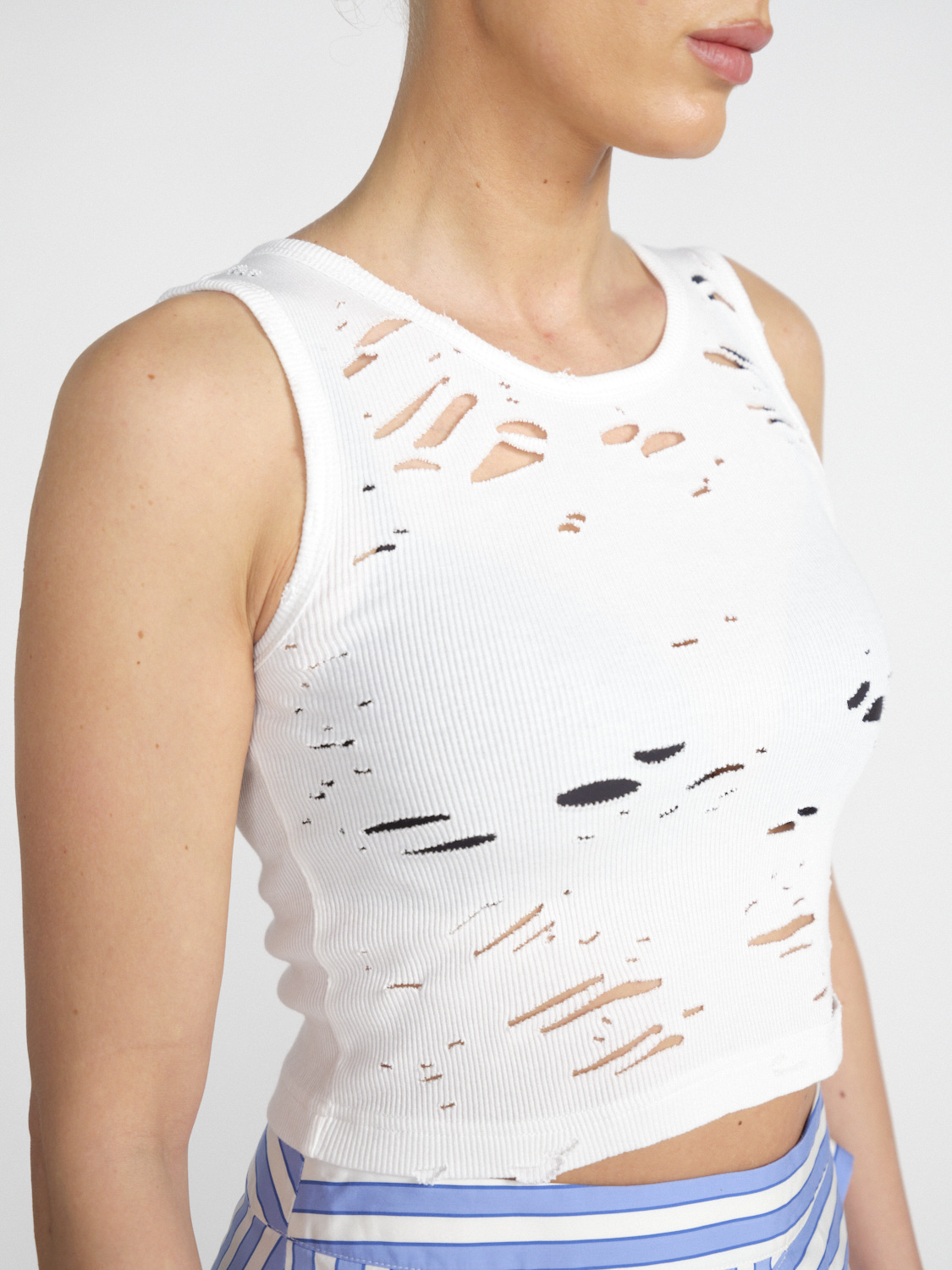 R13 Distressed Tank - Cropped Top mit Cut-Outs schwarz M R13 Distressed Tank - Cropped Top mit Cut-Outs schwarz M