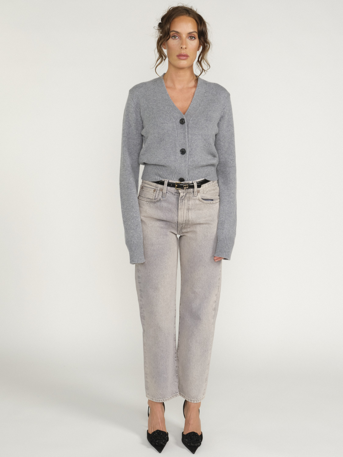 Nili Lotan Caldorf Sweater - Cardigan with button facing in cashmere grey S
