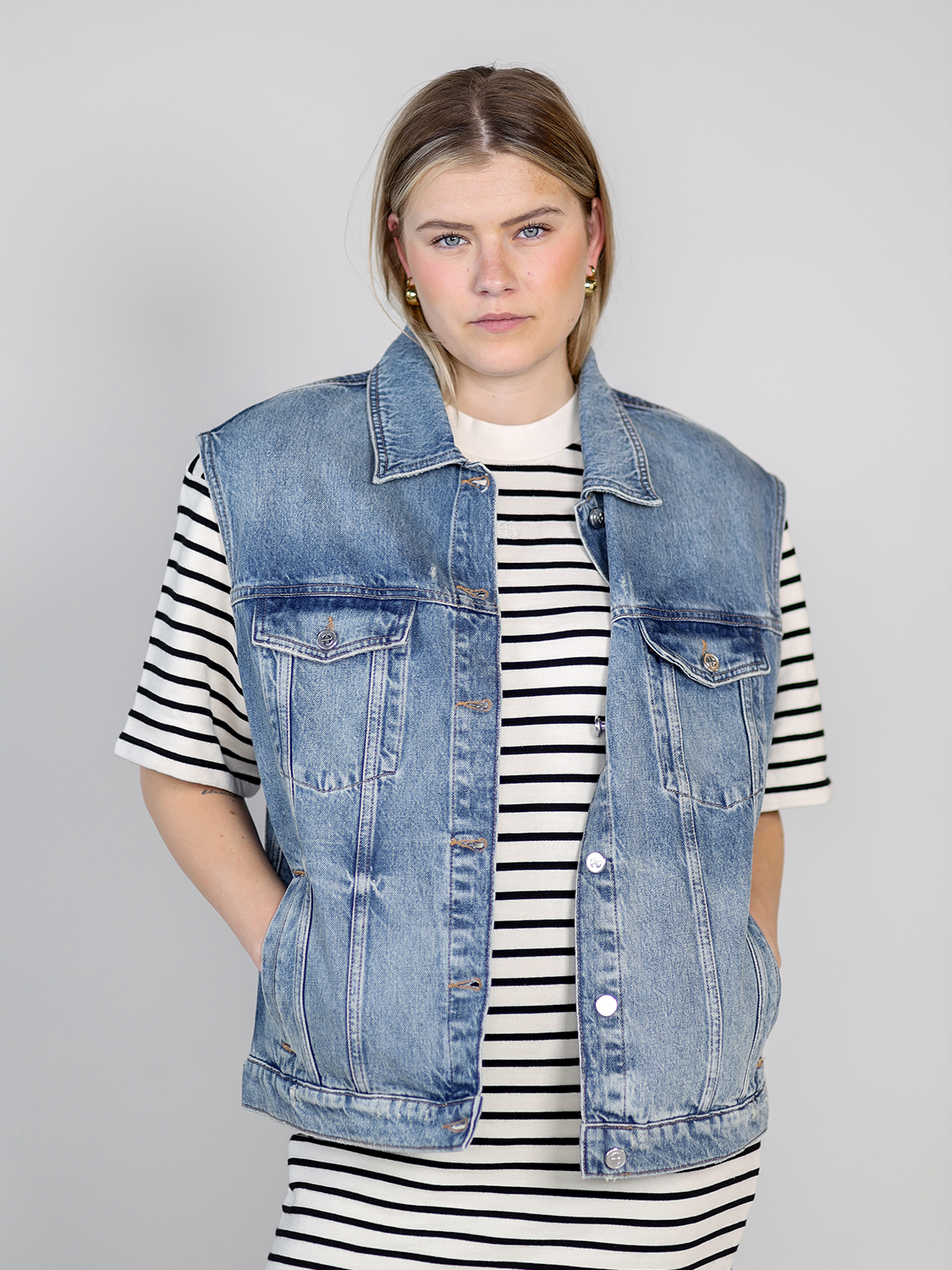 Anine Bing Rory – Ärmellose Jeansjacke  blau XS