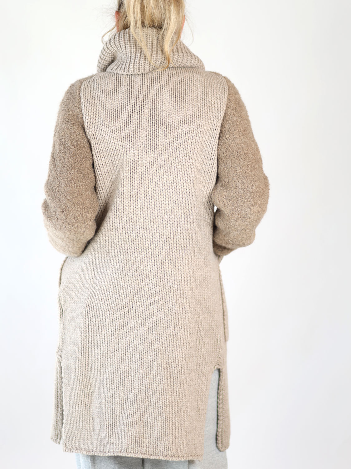 Antonia Zander Pina – long knitted coat taupe XXS Antonia Zander Pina – long knitted coat taupe XXS