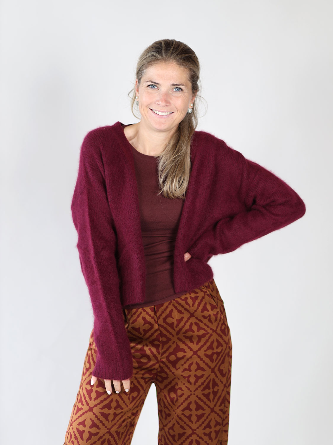 friendly hunting Short cashmere cardigan bordeaux XS