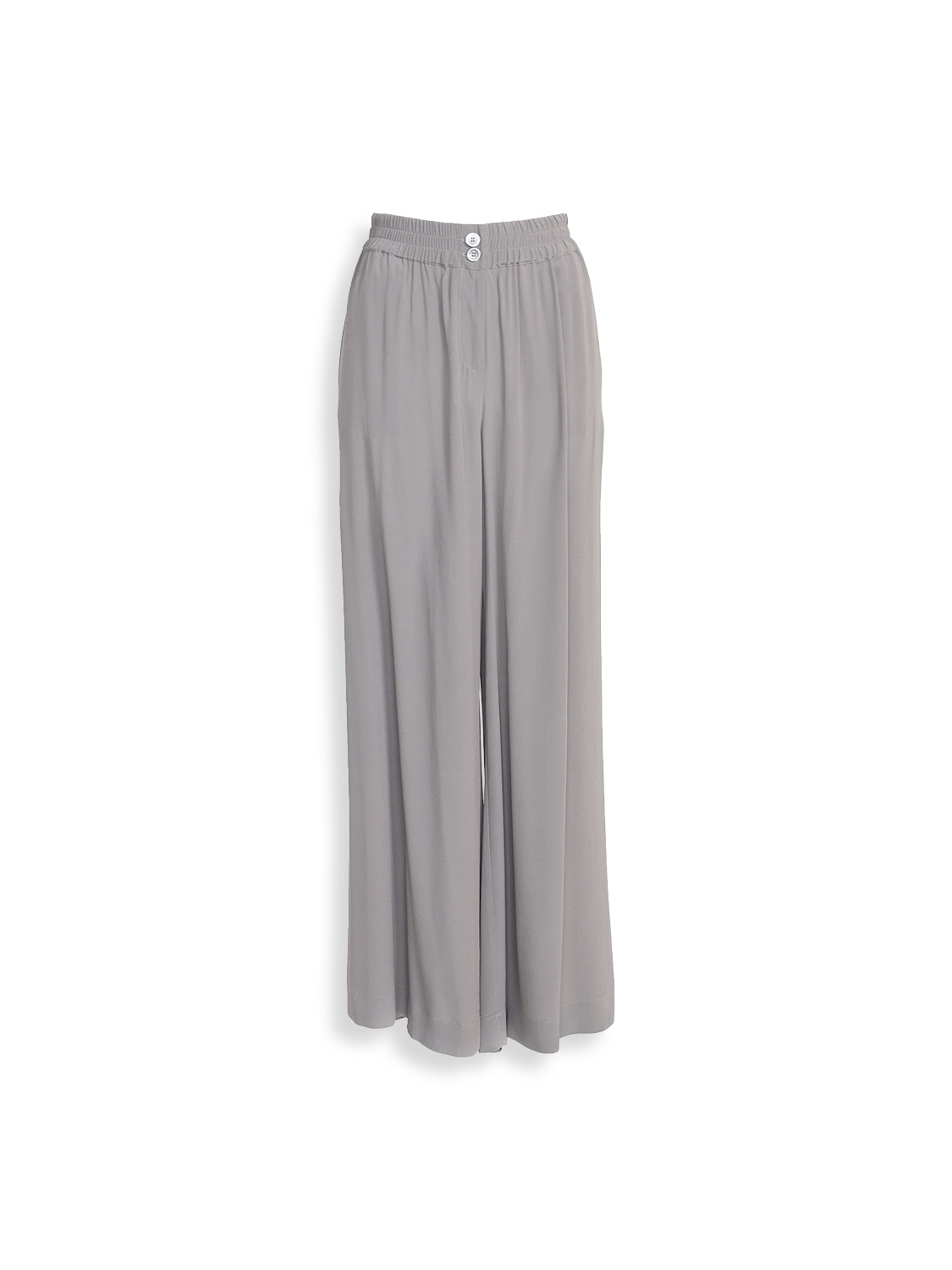 Flowing pants with elastic waistband and silk content