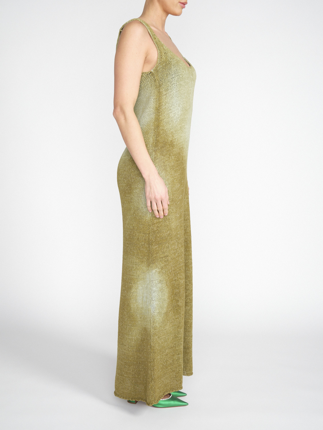 Roberto Collina Senza - Maxi knit dress with color gradient  green S