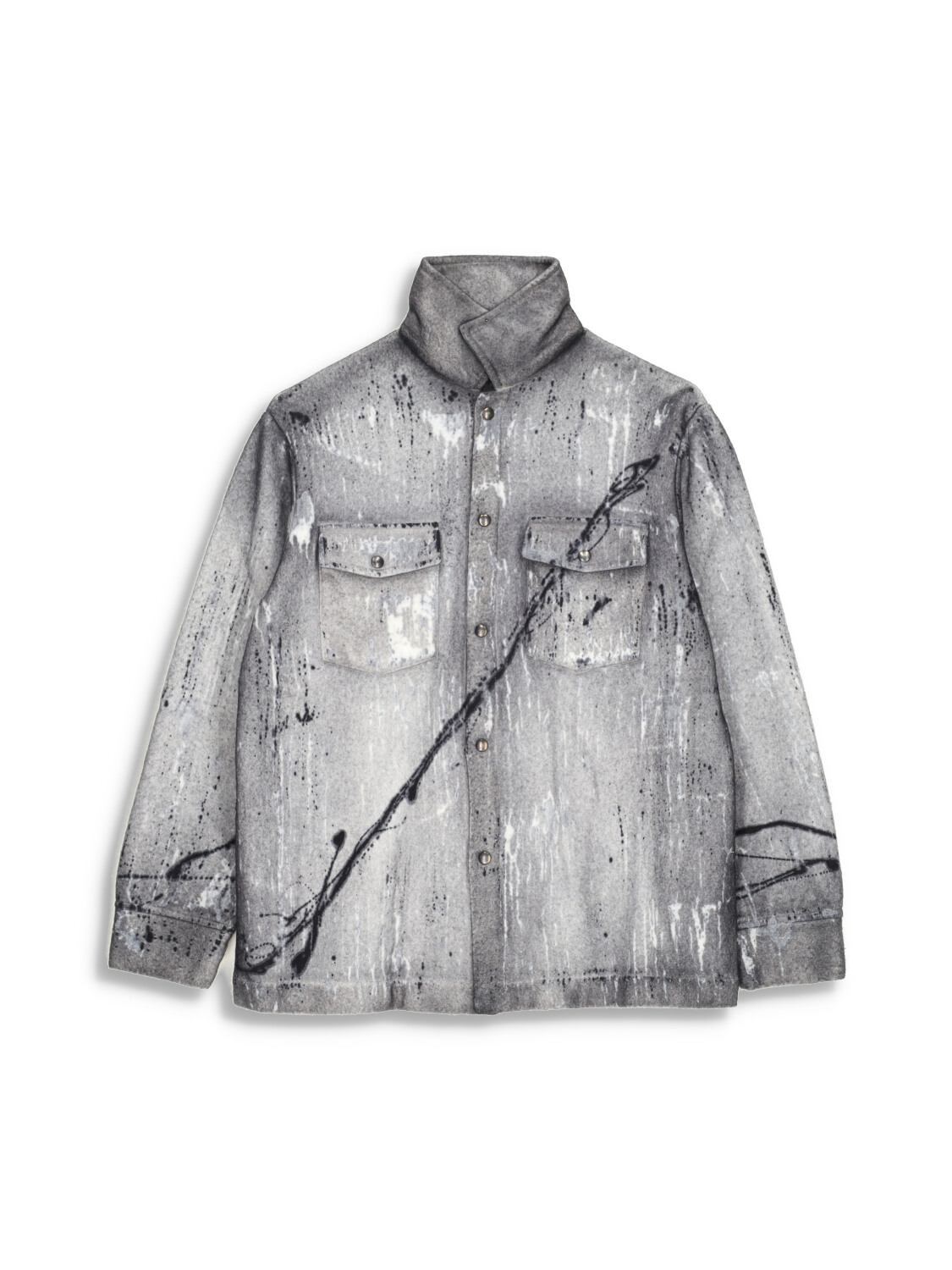 Jacket with pockets and batik design in merino wool