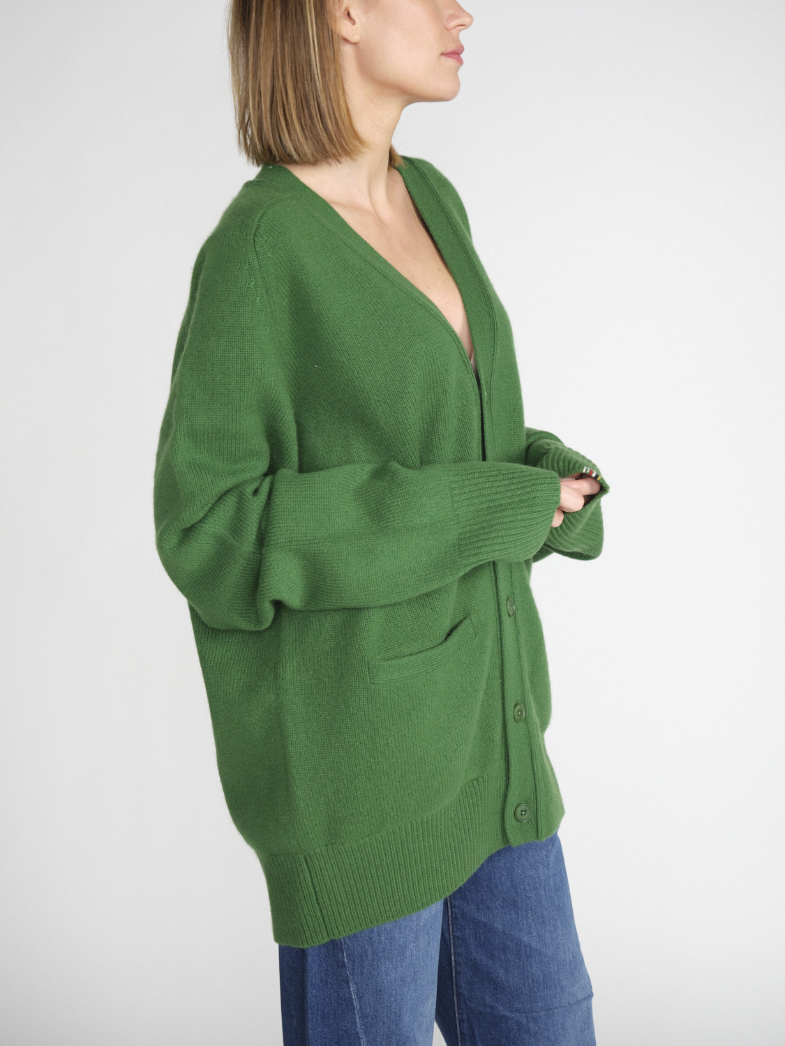Extreme Cashmere N°244 Papilli - Cardigan oversize in cashmere double-face   verde Taglia unica