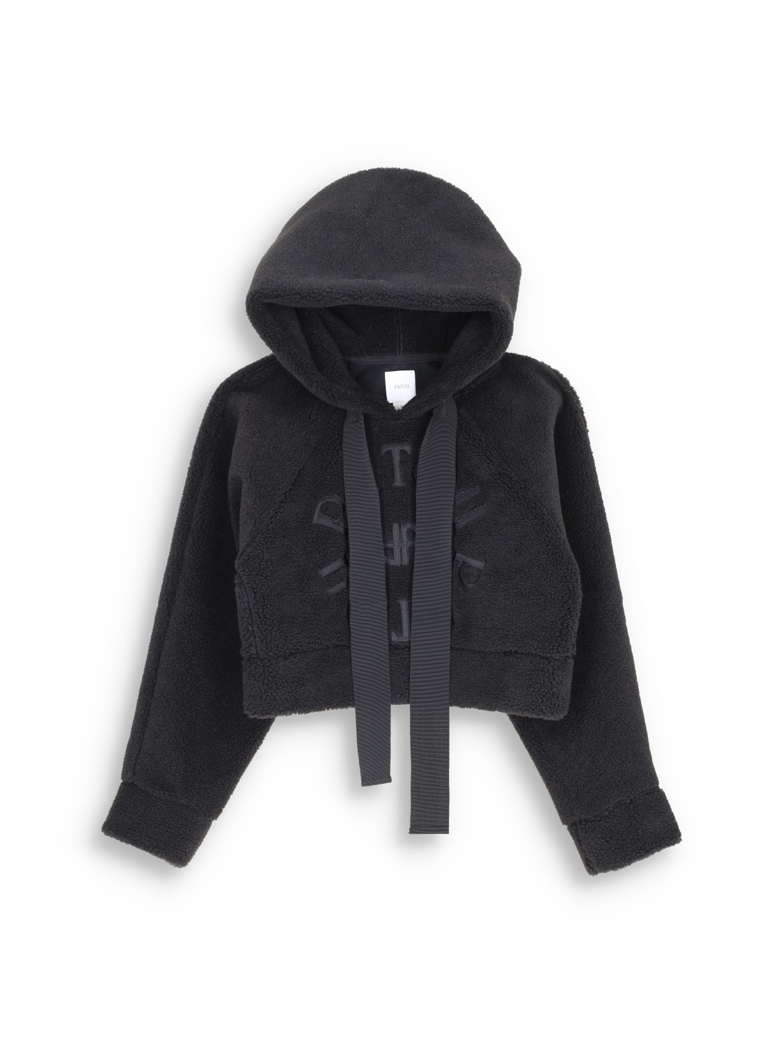 Patou Cropped hoodie with logo patch and hood  black M