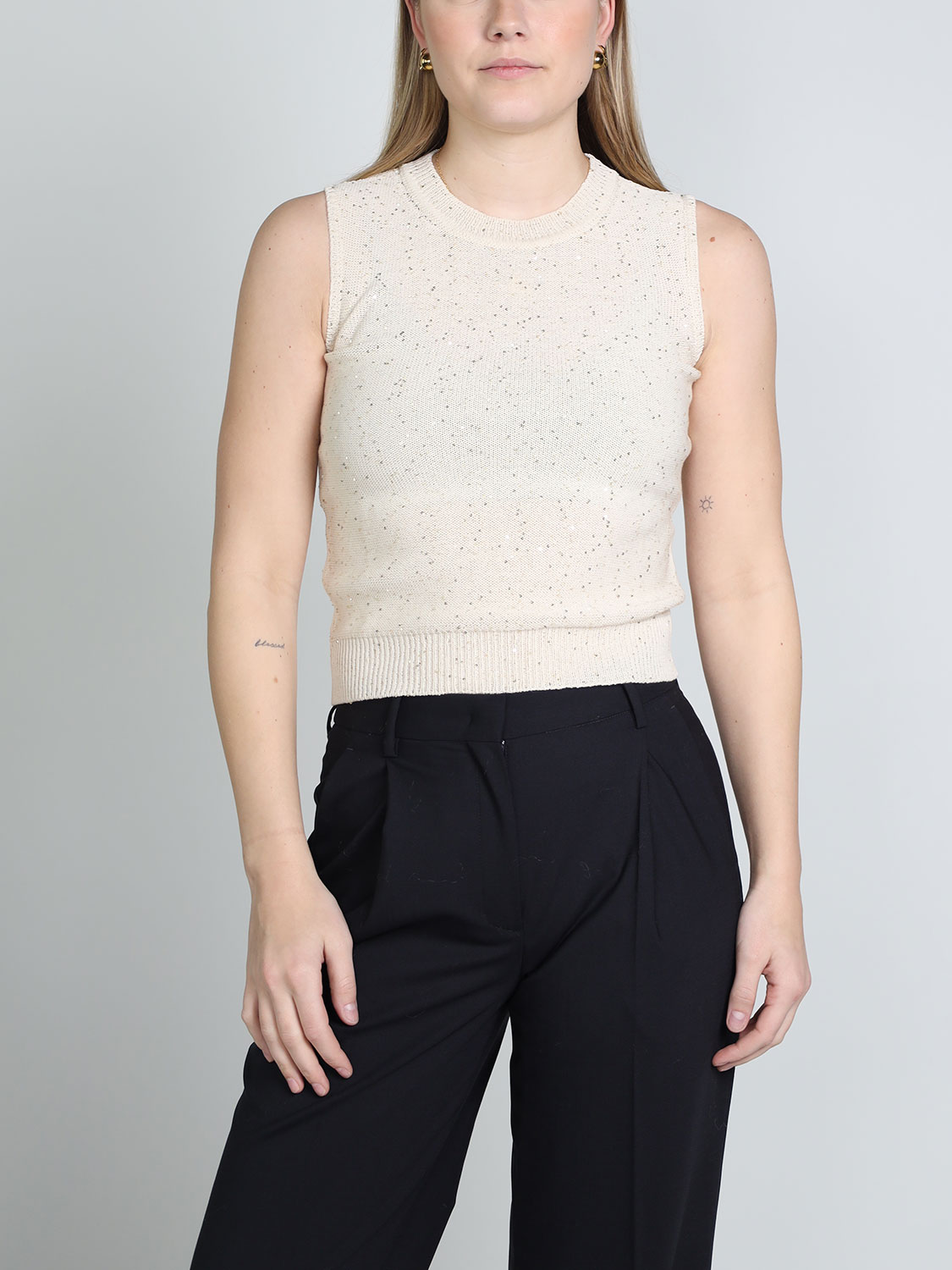 Lorena Antoniazzi Pullunder mit Pailletten beige 38 Lorena Antoniazzi Pullunder mit Pailletten beige 38