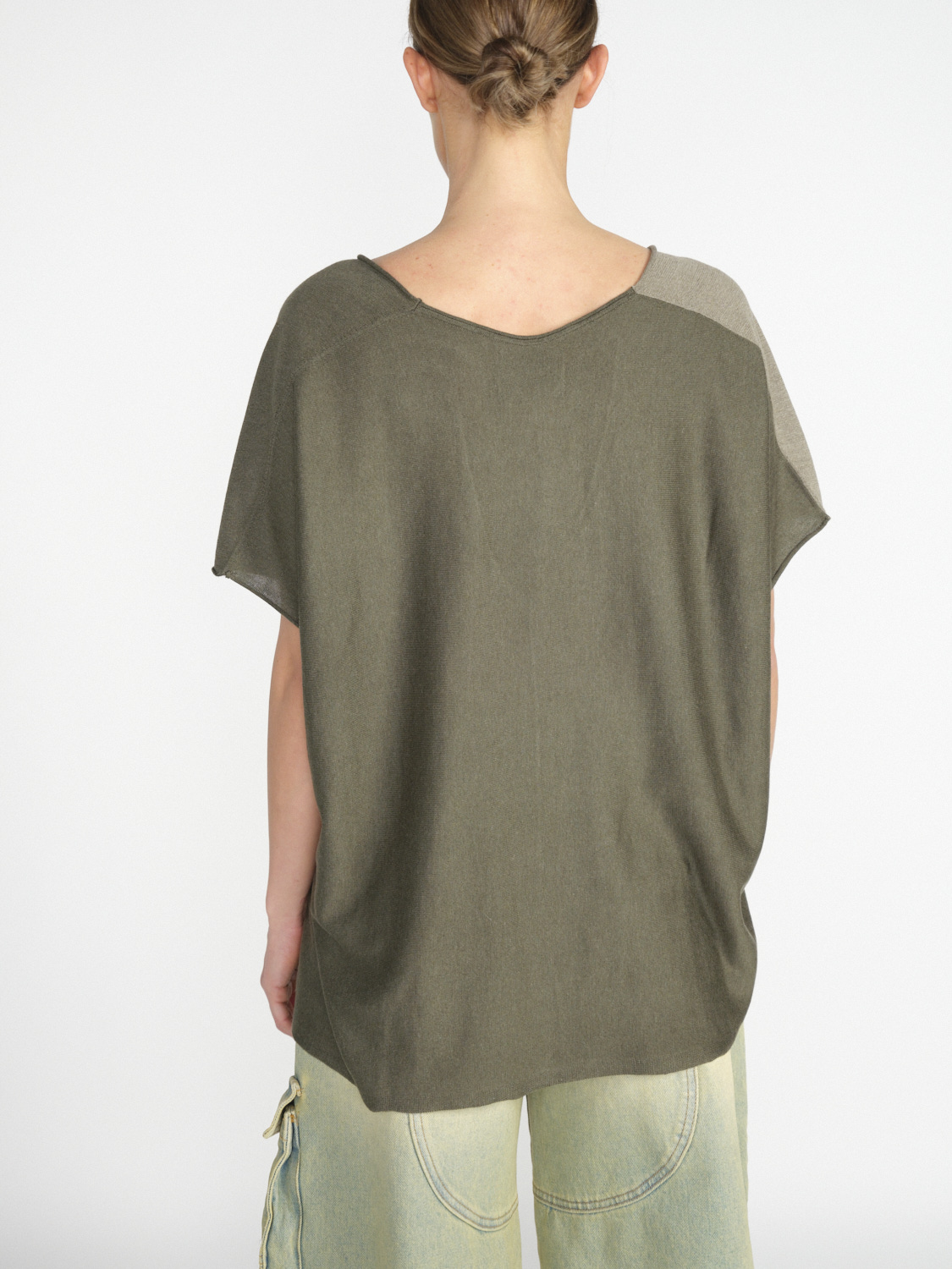 Kujten Nosy – Colorblock Seiden-Cashmere-Shirt   caqui Talla única