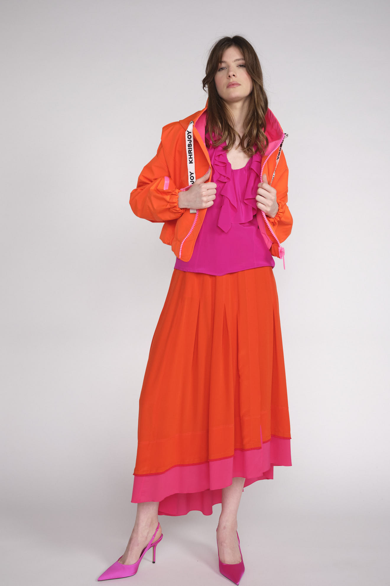 Antonia Zander Gaby - silk midi skirt with slit details orange M