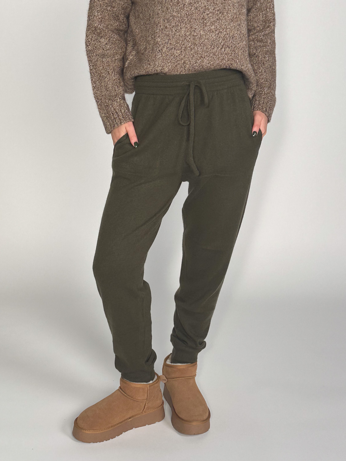 friendly hunting Lightweight cashmere jogging pants  khaki XL