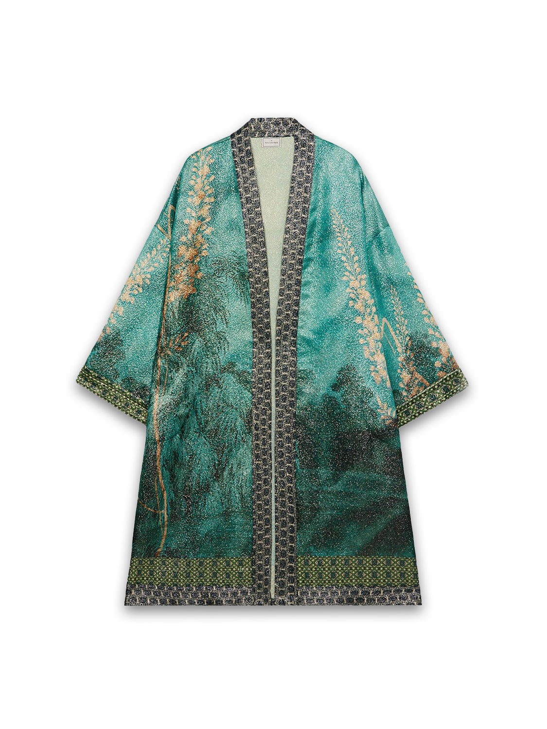 Pierre Louis Mascia Pax – Kimono mit floralem Muster   türkis Taille unique