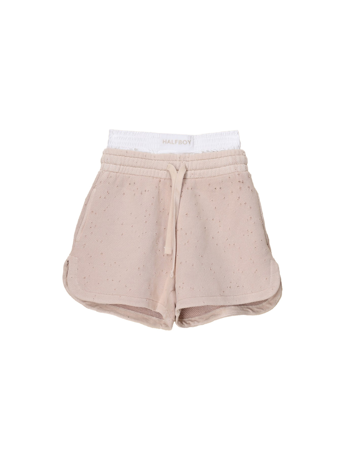 Halfboy With Boxer - Cotton shorts with boxer detail  beige S