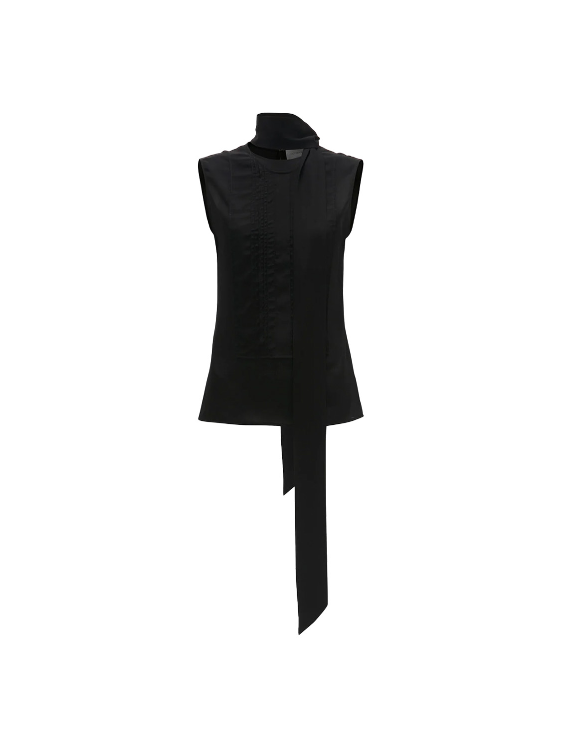 Victoria Beckham Camicetta in crêpe di seta con scollo a cravatta   nero 34